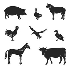 Silhouettes of livestock.