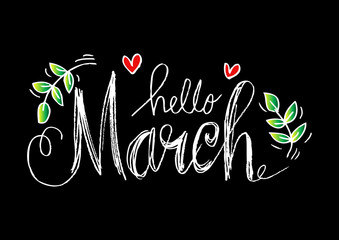 Hello march hand drawn lettering. © Handini_Atmodiwiryo