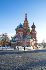 Fototapeta na wymiar Moscow, Russia - December 7, 2016: The Cathedral of the Intercession of the blessed virgin on the Moat (temple of Basil the blessed) on Red square