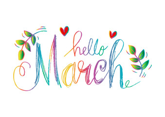 Hello march hand drawn lettering. © Handini_Atmodiwiryo