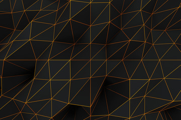Dark low poly displaced surface with glowing connecting lines