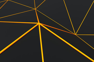 Dark low poly displaced surface with glowing connecting lines