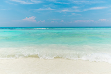 Fototapeta na wymiar Tropical beach Sea Sand sky and summer day