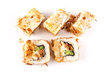 Bonito sushi with tuna isolated on white background