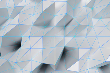 Bright low poly displaced surface with glowing connecting lines