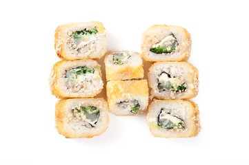 Tempura sushi isolated on white background