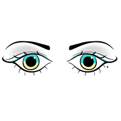 Eyes young women look forward silhouette.  illustration
