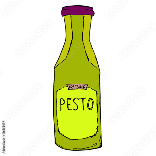 "Pesto jar. Hand drawn sketch illustration. Pesto bottle Isolated ...