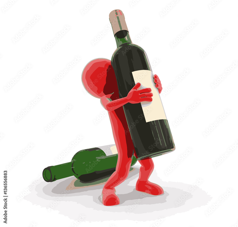 Poster man and bottles. image with clipping path