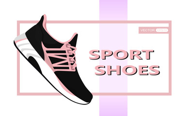 Stylish black sneaker for running on colored background