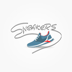 Stylish blue sneaker for running isolated on white background
