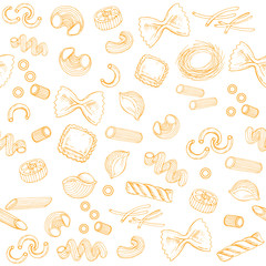 hand drawn set pasta seamless pattern