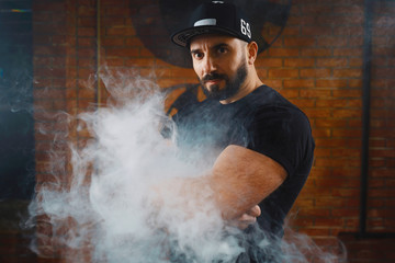 Man vaping an electronic cigarette