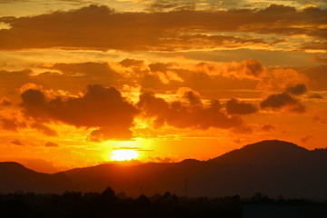 Sunset in sky and cloud,  beautiful colorful  twilight  time 