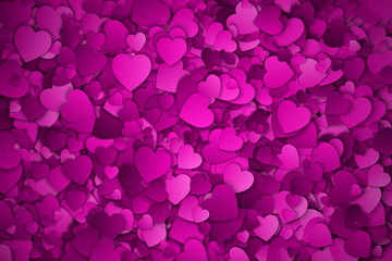 Abstract Purple, Violet and Lilac Textured 3d Hearts Vector Background. Valentine's Day illustration