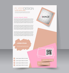Abstract flyer design background. Brochure template. To be used for magazine cover, business mockup, education, presentation, report.  Pink and brown color.