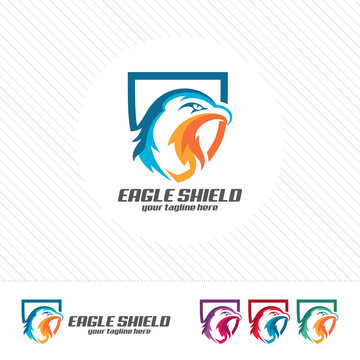 Eagle shield security logo , abstract symbol of security. Shield protection logo vector.