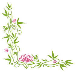 Naklejka premium Bambus mit Lotus und Blumen. Yoga und Wellness.