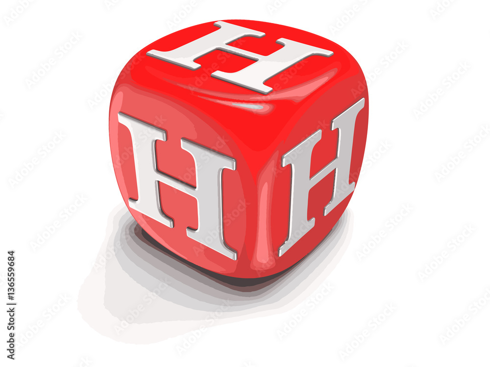 Poster dices with letter h. image with clipping path