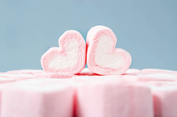 Heart shape marshmallows.