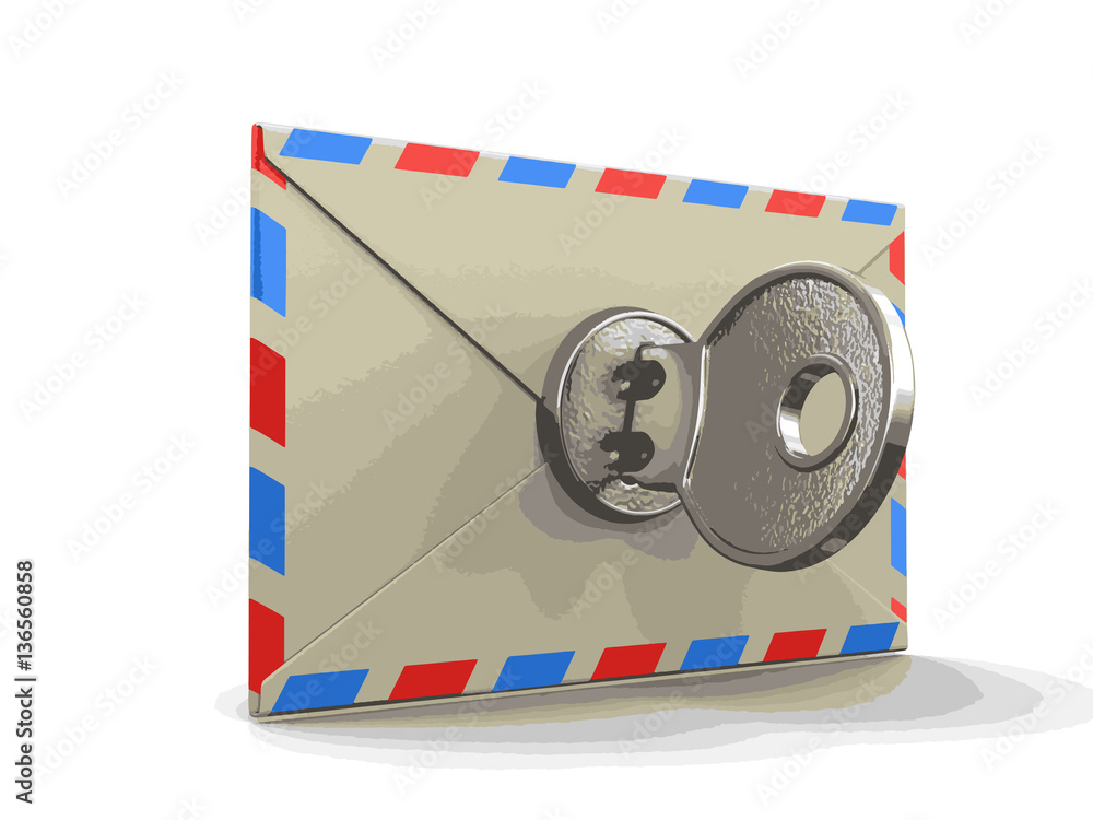 Poster letter with lock. image with clipping path