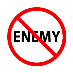 Prohibited public information icon with inscription enemy, vector, illustration