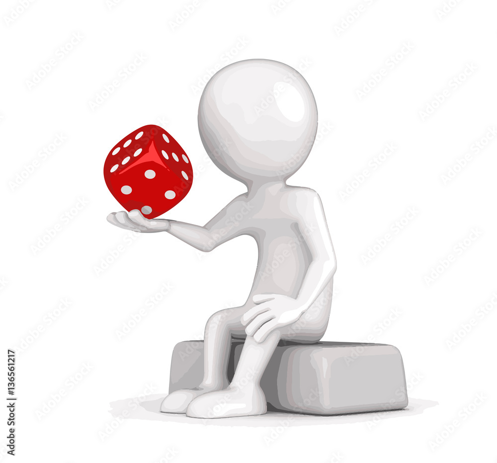 Poster man and dice. image with clipping path