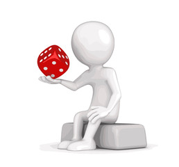 Man and dice. Image with clipping path