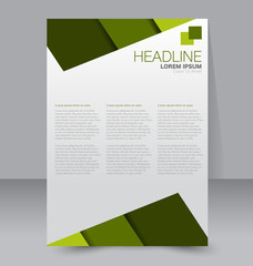 Abstract flyer design background. Brochure template. To be used for magazine cover, business mockup, education, presentation, report.  Green color.