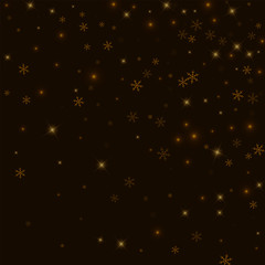 Sparse starry snow. Random gradient scatter on black background. Vector illustration.