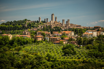 Fototapeta na wymiar In the very heart of Tuscany - Aerial view of the medieval town