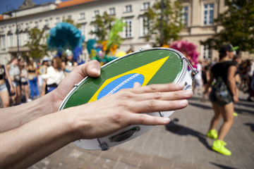 tambourine player on samba parade
