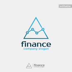 Fototapeta premium triangle finance logo. modern eye catching logo with blue color