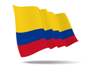 illustration Republic of Colombia flag waving Isolated on White Background,vector