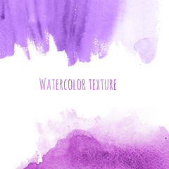 Violet, magenta and purple watercolor texture hand paint on white background. Abstract art for creative design.