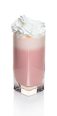 milky strawberry cocktail in a glass