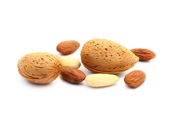 Healty almond isolated on white background 