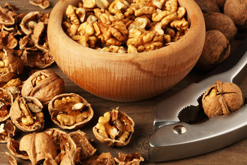 walnuts on wooden cup