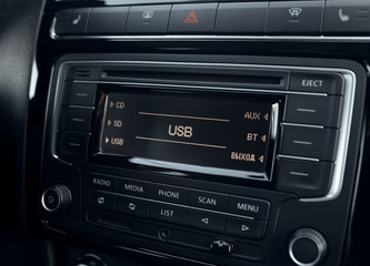 multimedia system of a modern car. USB Digital display