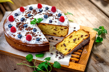 Homemade cake with raisin