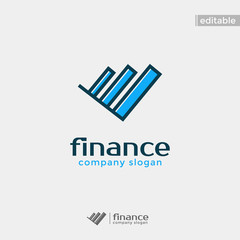 inverted triangle finance logo. modern eye catching logo with blue color