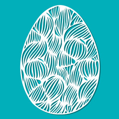 Vector Stencil lacy Easter egg with carved openwork wavy pattern
