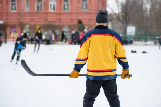 Hockey fans gathered at the stadium to play