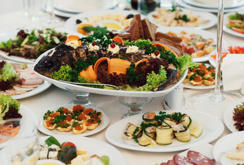 Tasty dishes and on the table