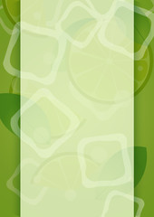 Mojito drink with ice. Green background. Vector illustration.