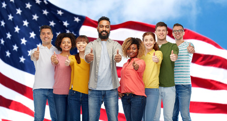 international group of people showing thumbs up