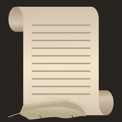 Scroll feather and the inscription