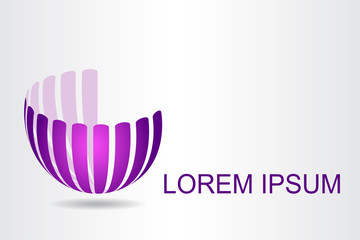 Logo stylized spherical surface with abstract shapes