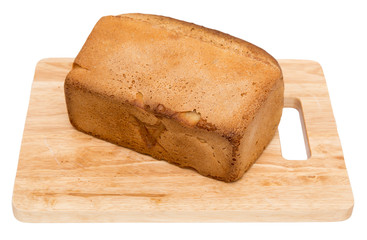 bread on a board on a white background