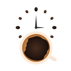 Time to coffee. Coffee watch. Vector flat illustration.